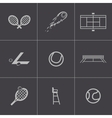 Black tennis icons set vector image