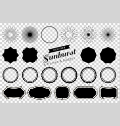 Collection of hand drawn retro sunburst bursting vector image
