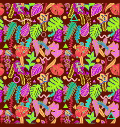 Tropical vibrant tropical leaves seamless pattern Tropical vibrant tropical leaves seamless pattern vector image