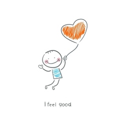 Man holding a balloon in the form of heart vector image