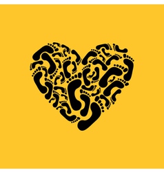 Footprint heart vector image