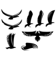 Set of heraldry black birds vector image