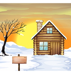Log cabin and dead tree vector image