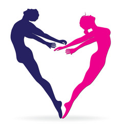 Man and woman body silhouette in heart vector image