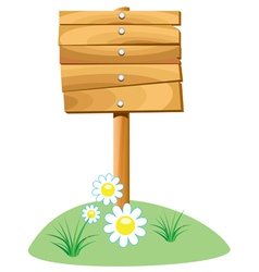 Wooden board and grass vector image