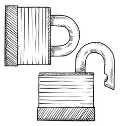 Doodle lock padlock secure vector image