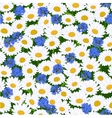 Seamless camomiles and cornflower pattern vector image