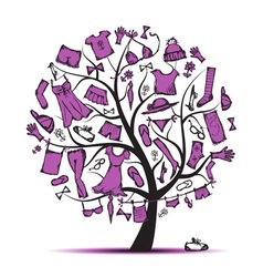 Wardrobe clothes on tree for your design vector image