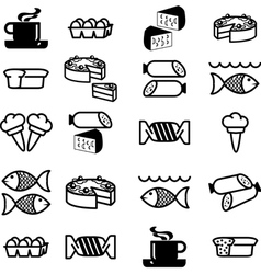 Set of silhouettes of icons on the food theme vector image
