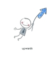 Man flies holding a balloon vector image