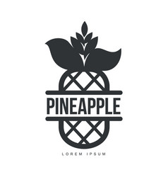 Black and white symmetric graphic pineapple logo vector image