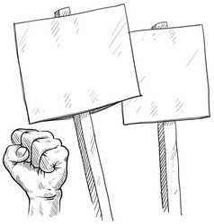 Doodle protest signs fist vector image