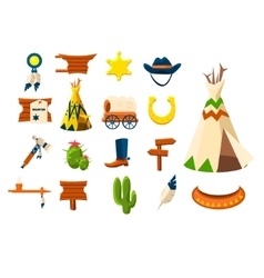Wild west icons of cowboy Wild west icons of cowboy vector image