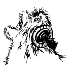 Monkey hears the music vector image
