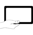 Hand holding digital tablet pc Hand holding digital tablet pc vector image