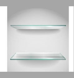 Two Empty advertising glass shelves with spot lign vector image