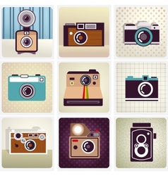 Old vintage camera set vector image