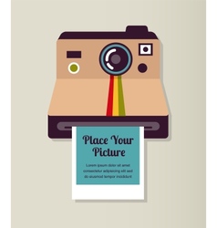 Old vintage polaroid camera with picture vector image