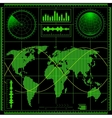 Radar screen with world map vector image