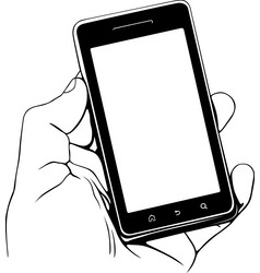 Hand holding mobile phone vector image