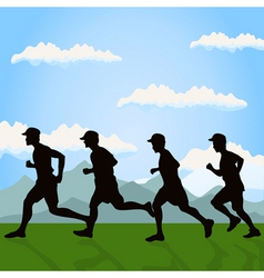 Run of group of men on the nature a vector illustr vector image