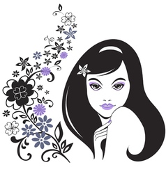 Young girl with flowers vector image