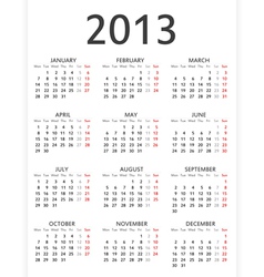 Simple 2013 calendar vector image