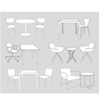 Furniture tables and chairs sketch vector image