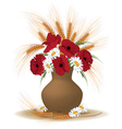 Posy of poppies daisies and ears vector image