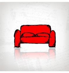 Red sofa on grunge background vector image