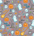Halloween doodle pattern in color vector image