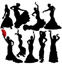 Flamenco Woman Dancer Silhouettes vector image