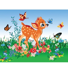 Deer in summer garden vector image