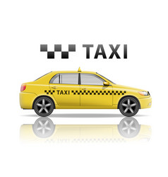 Yellow taxi cab isolated on white background vector image
