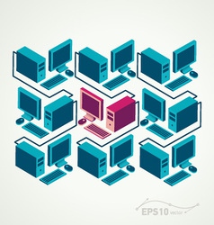 Computer pc display monitor connect network vector image