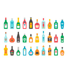 Flat design alcohol bottles set Flat design alcohol bottles set vector image
