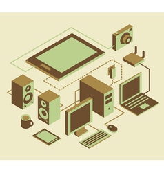 Computer notebook tablet pc display monitor camera vector image