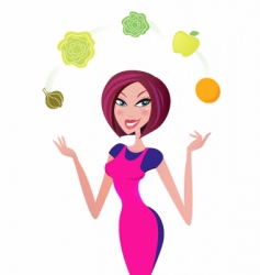 Woman with healthy food vector image