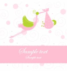 Baby girl arrival announcement card vector image