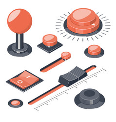 Gray interface buttons and sliders 3d set of ui Vector Image