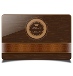 Wooden card and badge vector image
