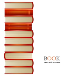 Heap of orange books isolated on white background vector image