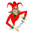 Red joker with cards vector image