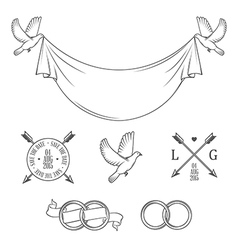 Set of vintage wedding invitation design elements vector image