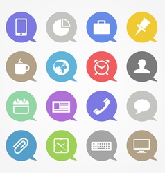 Business web icons set in color speech clouds vector image