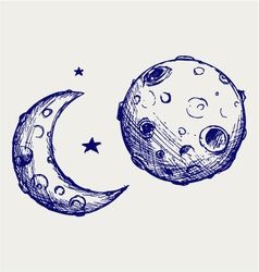 Moon and lunar craters vector image