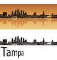 Tampa skyline in orange background vector image