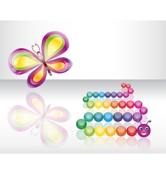 Isolated butterfly and caterpillar vector image