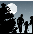 Family walks with children in the evening a vector image