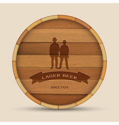 Beer label in form wooden barrel vector image